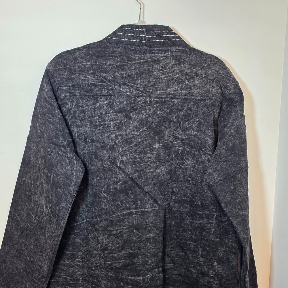 Men's Acid Wash Denim Jean Chore Jacket Size M Oversized Black Pockets Grunge - Picture 7 of 10